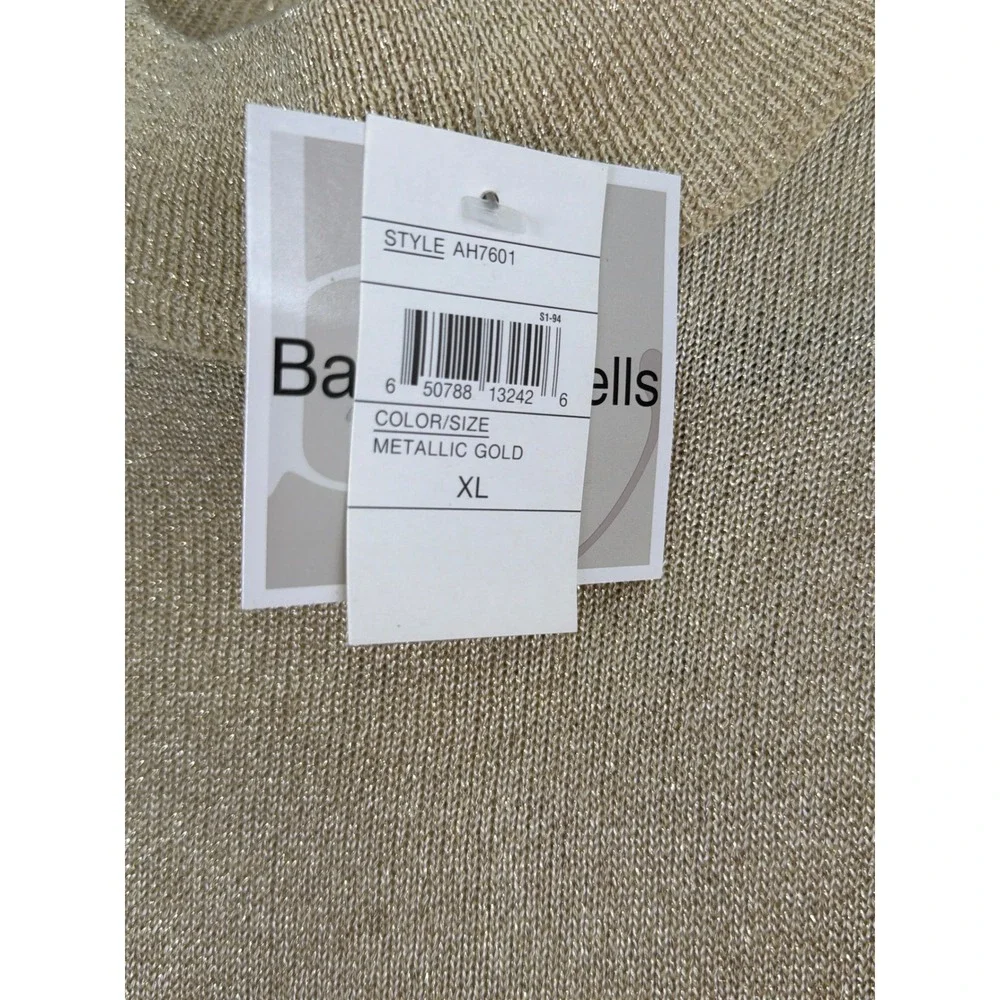 NWT VTG 90s Baxter &‎ Wells Metallic Gold Mock Neck Sweater Knit Top Womens XL